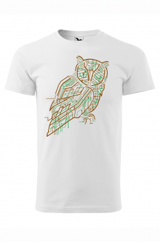 Tricou imprimat Electrical Owl, pentru barbati, alb, 100% bumbac