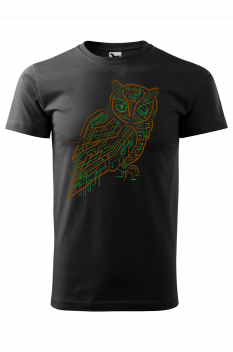 Tricou imprimat Electrical Owl, pentru barbati, negru, 100% bumbac