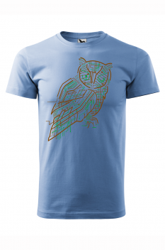 Tricou imprimat Electrical Owl, pentru barbati, albastru deschis, 100% bumbac