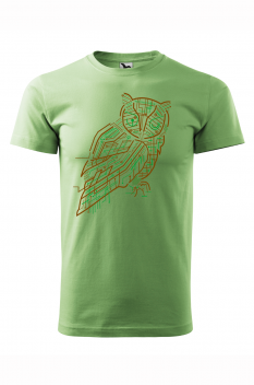 Tricou imprimat Electrical Owl, pentru barbati, verde iarba, 100% bumbac