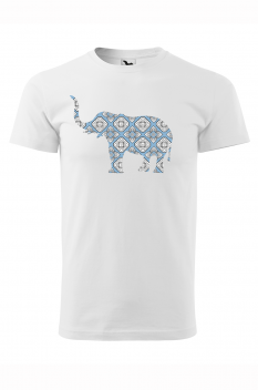 Tricou imprimat Elephant Blue Ornament, pentru barbati, alb, 100% bumbac