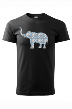 Tricou imprimat Elephant Blue Ornament, pentru barbati, negru, 100% bumbac