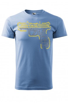 Tricou imprimat Electric Gun, pentru barbati, albastru deschis, 100% bumbac