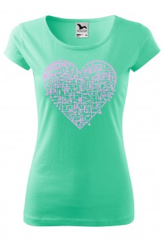 Tricou imprimat Electric Love, pentru femei, verde menta, 100% bumbac