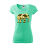 Tricou imprimat Elephant Forest, pentru femei, verde menta, 100% bumbac
