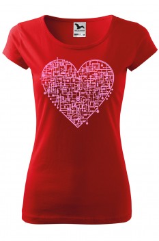 Tricou imprimat Electric Love, pentru femei, rosu, 100% bumbac