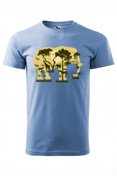 Tricou imprimat Elephant Forest, pentru barbati, albastru deschis, 100% bumbac