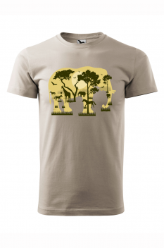Tricou imprimat Elephant Forest, pentru barbati, gri ice, 100% bumbac