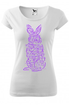 Tricou imprimat Electric Rabbit, pentru femei, alb, 100% bumbac