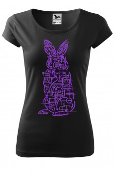 Tricou imprimat Electric Rabbit, pentru femei, negru, 100% bumbac