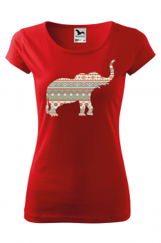 Tricou imprimat Elephant Ornament, pentru femei, rosu, 100% bumbac