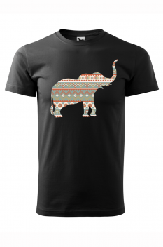 Tricou imprimat Elephant Ornament, pentru barbati, negru, 100% bumbac