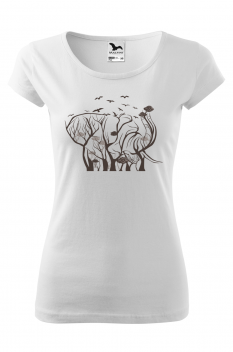 Tricou imprimat Elephant Tree, pentru femei, alb, 100% bumbac