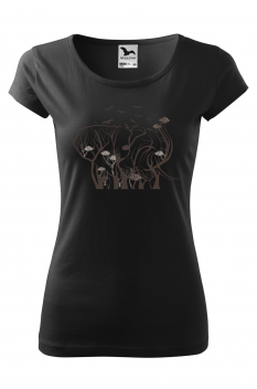 Tricou imprimat Elephant Tree, pentru femei, negru, 100% bumbac