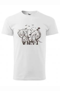 Tricou imprimat Elephant Tree, pentru barbati, alb, 100% bumbac