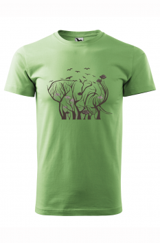 Tricou imprimat Elephant Tree, pentru barbati, verde iarba, 100% bumbac