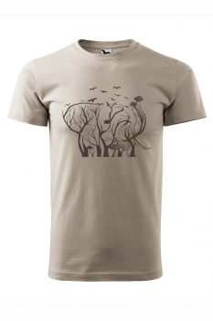 Tricou imprimat Elephant Tree, pentru barbati, gri ice, 100% bumbac