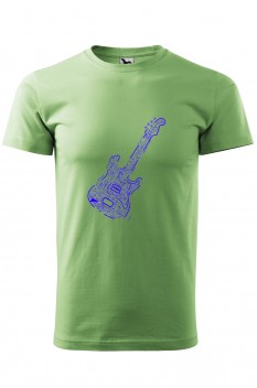Tricou imprimat Electric Guitar, pentru barbati, verde iarba, 100% bumbac