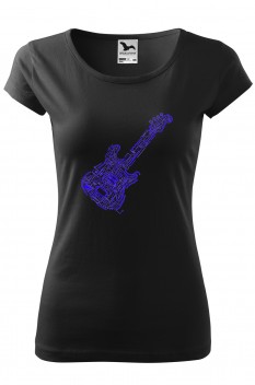 Tricou imprimat Electric Guitar, pentru femei, negru, 100% bumbac