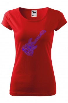 Tricou imprimat Electric Guitar, pentru femei, rosu, 100% bumbac