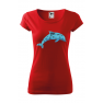 Tricou imprimat Dolphin, pentru femei, rosu, 100% bumbac