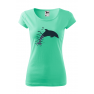 Tricou imprimat Dolphin Birds, pentru femei, verde menta, 100% bumbac