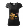 Tricou imprimat Donut Drum, pentru femei, negru, 100% bumbac