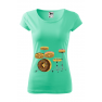 Tricou imprimat Donut Drum, pentru femei, verde menta, 100% bumbac
