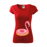 Tricou imprimat Donut Flamingo, pentru femei, rosu, 100% bumbac