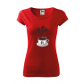 Tricou imprimat Dragon Coffee, pentru femei, rosu, 100% bumbac