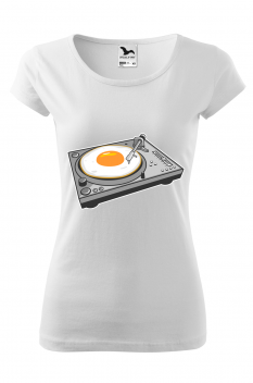 Tricou imprimat Egg Scratch, pentru femei, alb, 100% bumbac