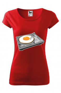Tricou imprimat Egg Scratch, pentru femei, rosu, 100% bumbac