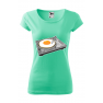 Tricou imprimat Egg Scratch, pentru femei, verde menta, 100% bumbac