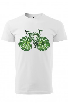 Tricou imprimat Green Bicycle, pentru barbati, alb, 100% bumbac