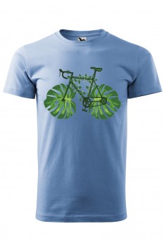 Tricou imprimat Green Bicycle, pentru barbati, albastru deschis, 100% bumbac