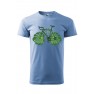 Tricou imprimat Green Bicycle, pentru barbati, albastru deschis, 100% bumbac
