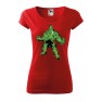 Tricou imprimat Green Monster, pentru femei, rosu, 100% bumbac