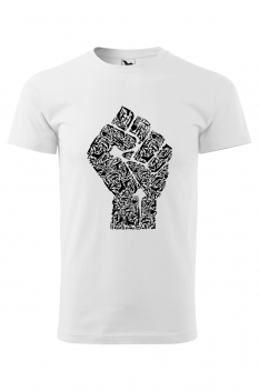 Tricou personalizat Hand of Revolution, pentru barbati, alb, 100% bumbac