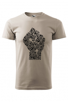 Tricou personalizat Hand of Revolution, pentru barbati, gri ice, 100% bumbac