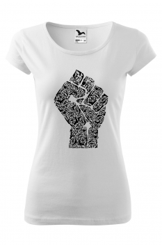 Tricou personalizat Hand of Revolution, pentru femei, alb, 100% bumbac