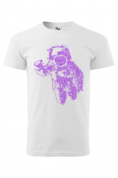 Tricou imprimat Flying Astronaut, pentru barbati, alb, 100% bumbac