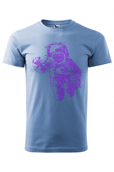 Tricou imprimat Flying Astronaut, pentru barbati, albastru deschis, 100% bumbac