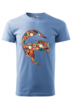 Tricou imprimat Fox Flower Dolphin, pentru barbati, albastru deschis, 100% bumbac