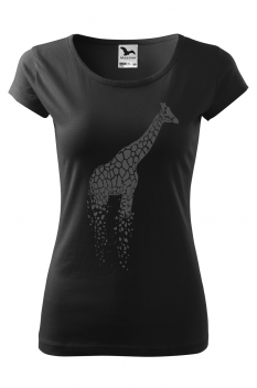 Tricou imprimat Giraffe, pentru femei, negru, 100% bumbac
