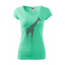 Tricou imprimat Giraffe, pentru femei, verde menta, 100% bumbac