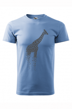 Tricou imprimat Giraffe, pentru barbati, albastru deschis, 100% bumbac