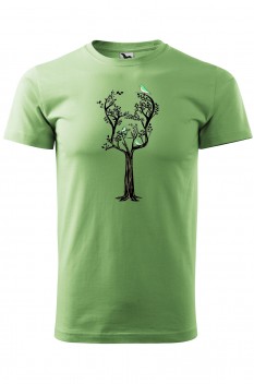 Tricou imprimat Guitar Tree, pentru barbati, verde iarba, 100% bumbac