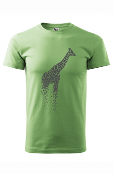 Tricou imprimat Giraffe, pentru barbati, verde iarba, 100% bumbac