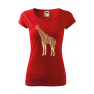 Tricou imprimat Giraffe Nature, pentru femei, rosu, 100% bumbac