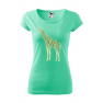 Tricou imprimat Giraffe Nature, pentru femei, verde menta, 100% bumbac